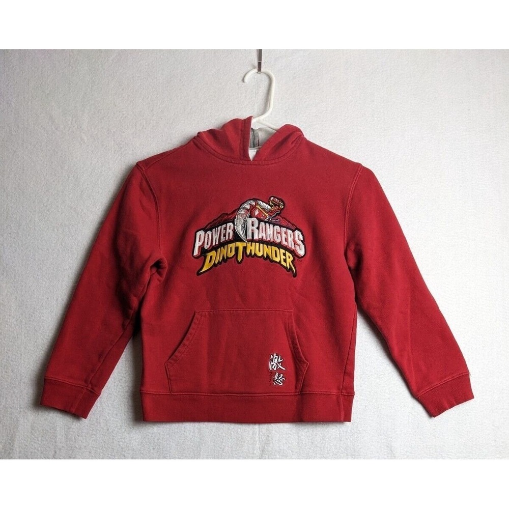 Disney Power Rangers Boys Hoodie Size M Pullover Jacket Dino Thunder Cotton Red